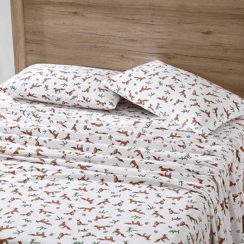 King Flannel Sheet Set - Soft, Cozy Fox Trail Orange Bedding gallery