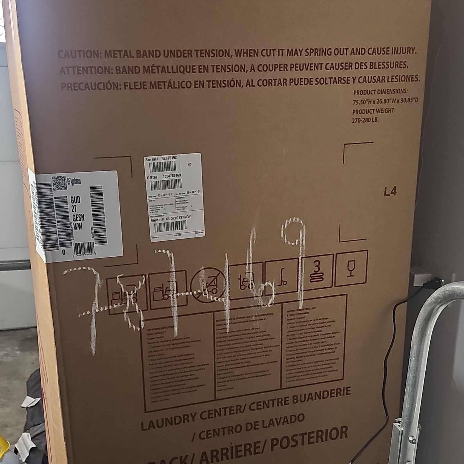 GE GUD27GESNWW White Electric Stackable Washer Dryer Cycle Status Deep Fill gallery