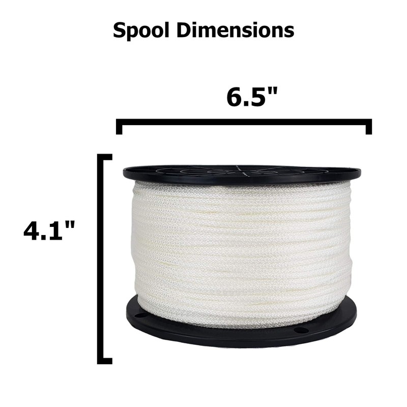1/8" Nylon Rope, Solid Braid Utility 500 ft x 500 spool, White gallery