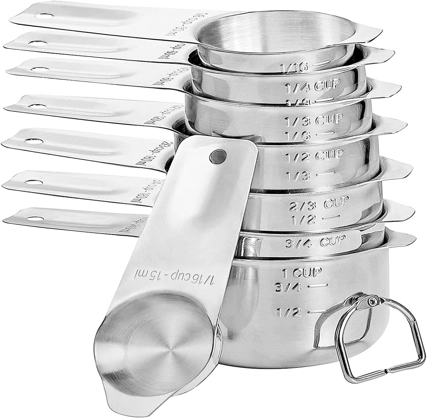 Stainless Steel Measuring Cups Set 8 Pieceincludes 1/16 Cup1/8 Cup1/4 Cup1/3 Cup gallery