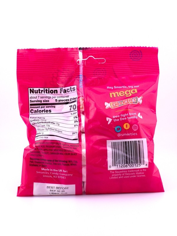 Smarties Squashies Raspberry & Cream Flavor Gummies 5 oz Bag Single, 2 or 3 pack gallery