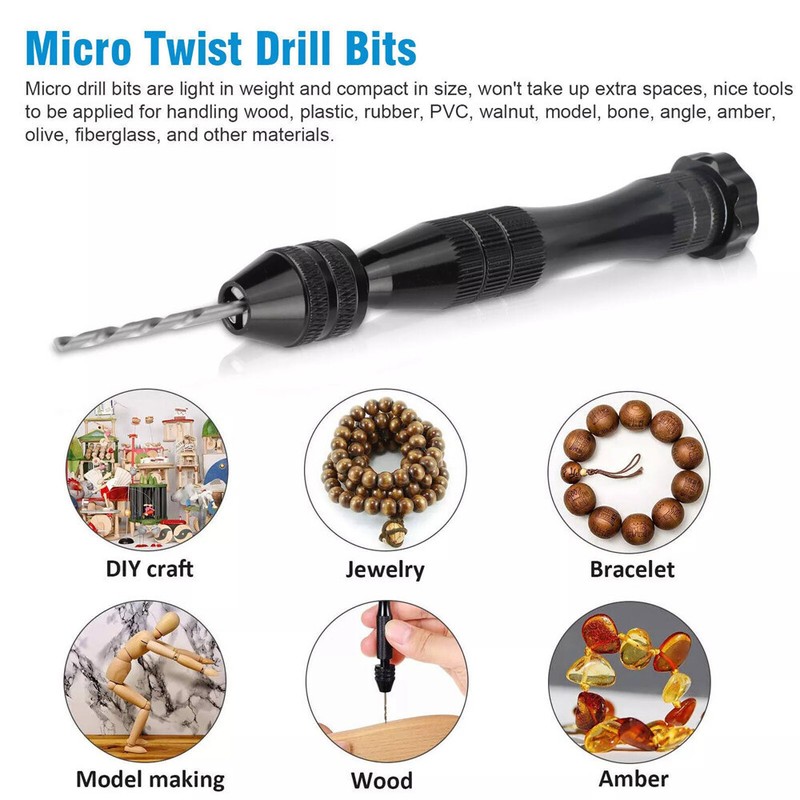 59 PCS Twist Drill Bits Set Mini Micro Hand Rotary Precision Pin Vise Tools Kit gallery