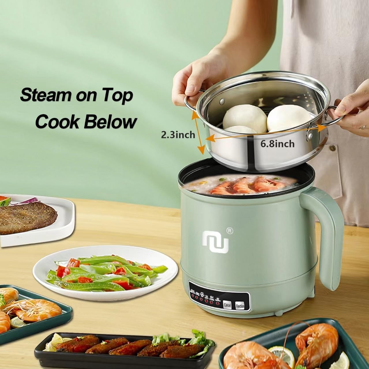 Smart Mini Hot Pot with Timer and Automatic Shut Off 1.2L Non-Stick Rapid Noo... gallery