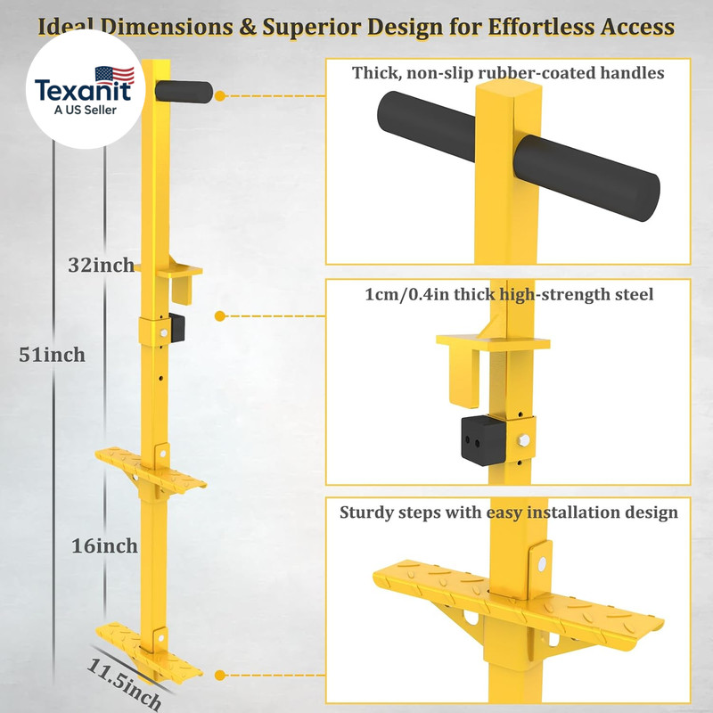 2-Step Truck Deck Steps – 450LBS+ Load Capacity, Heavy Duty Ladder for Flatbeds gallery