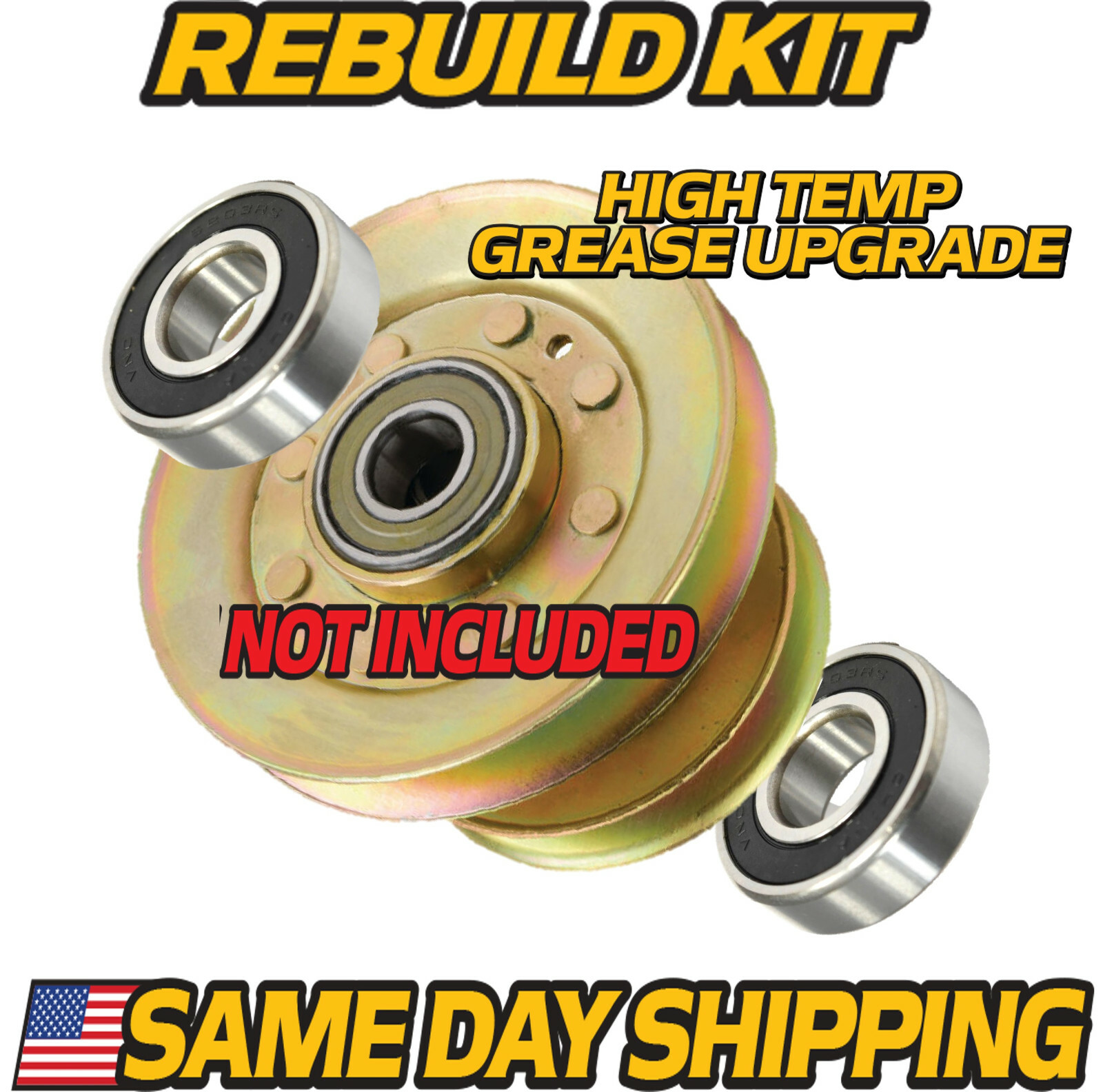 (2 Pk) Double Stack Pulley Bearing Kit for John Deere TCA15768 TCA13237 w/C3 gallery