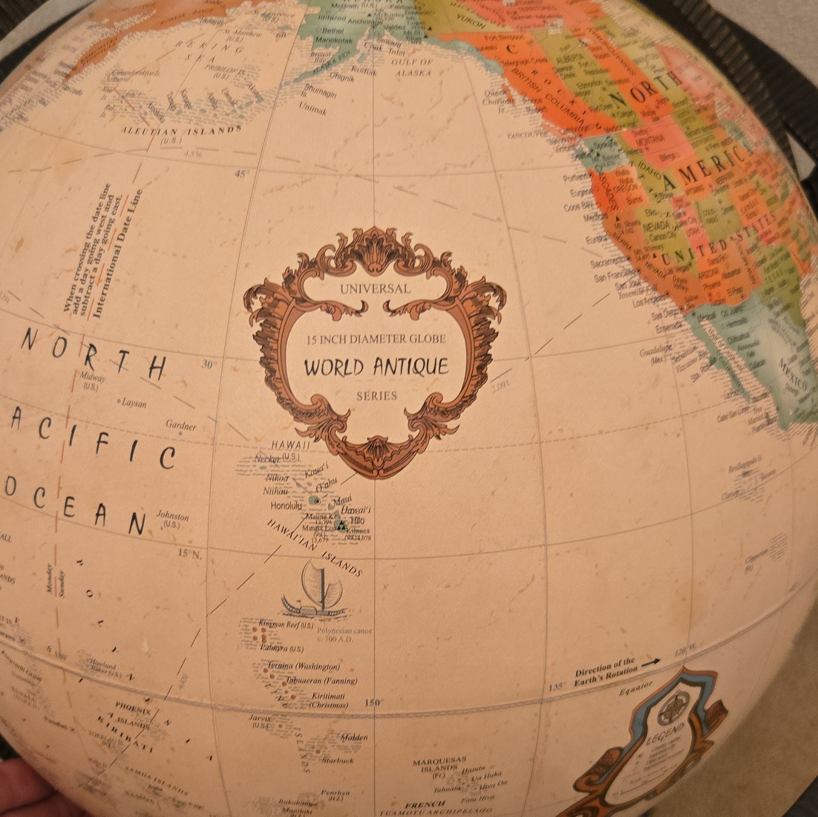 Antique Style Floor Standing Rotating World Globe, Multicolor w/ Metal Stand gallery