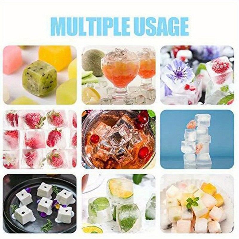 2 Pack Large Silicone Ice Cube Trays Square Ice Cube Molds for Whiskey 16 cubes gallery