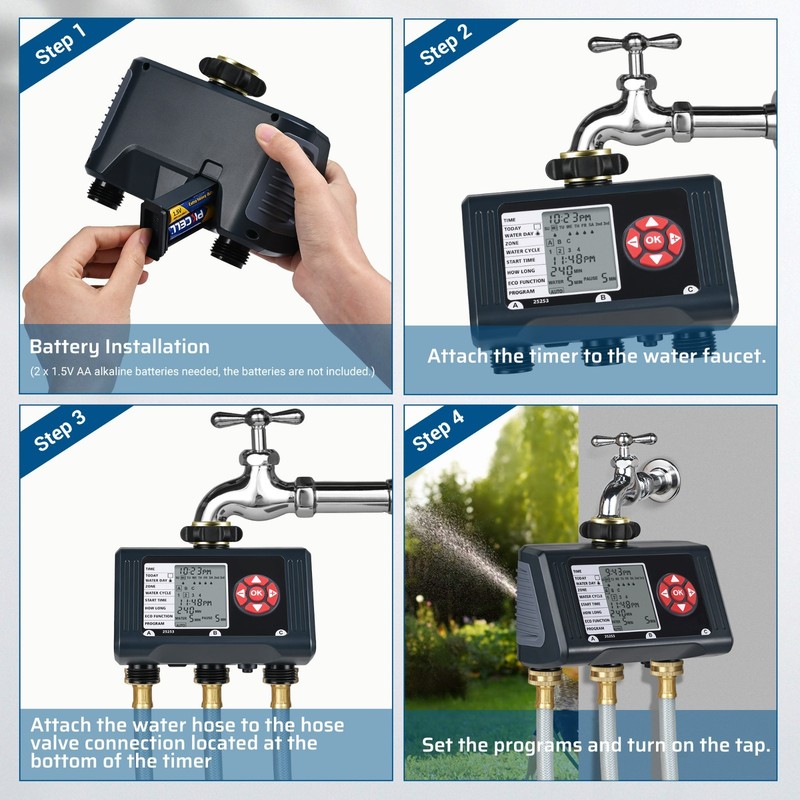 DEWENWILS 3 Zone Sprinkler Timer 12 Programs Water Timer Leakproof Outdoor gallery