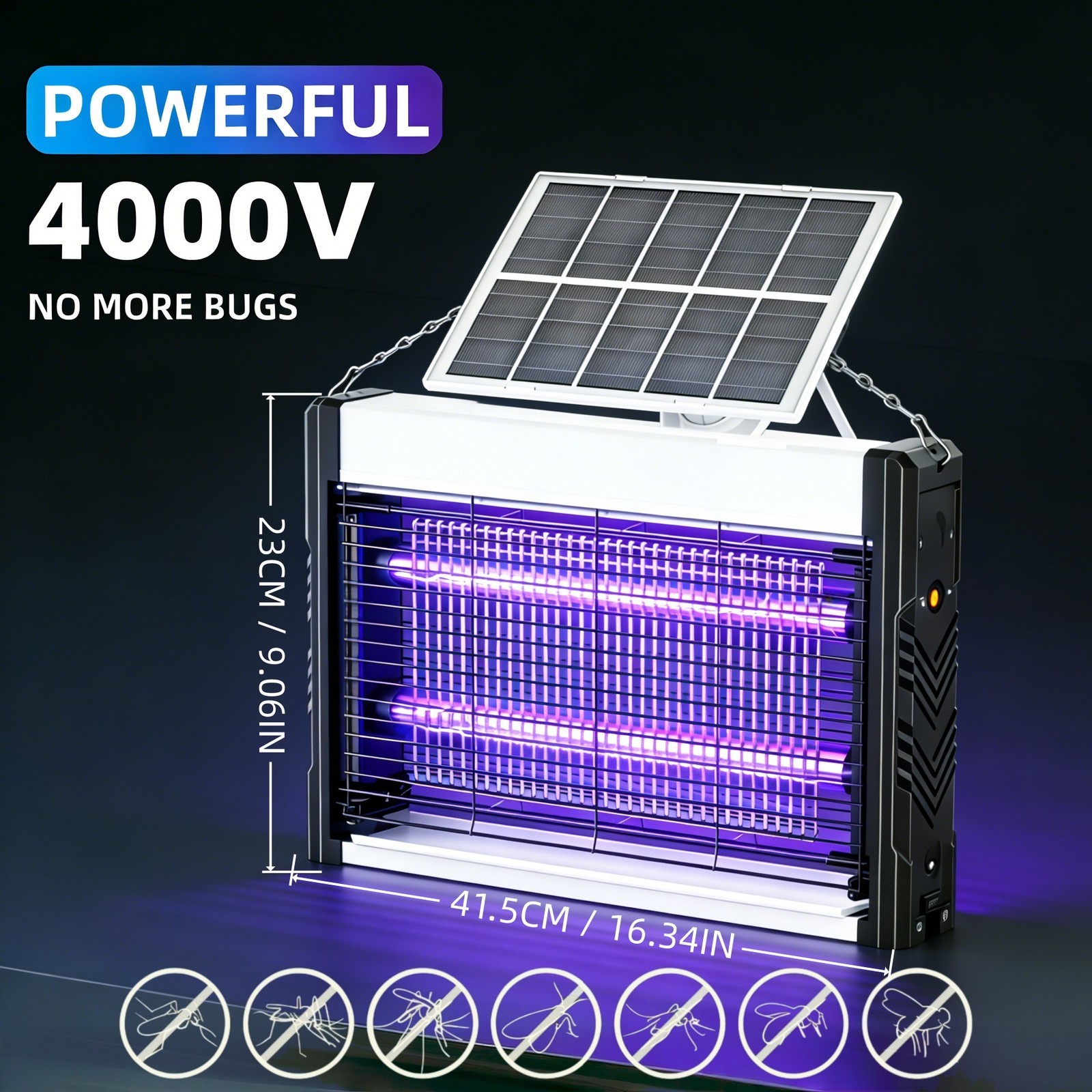 Solar Bug Zapper Mosquito Zapper Waterproof with Solar Panel Electric Fly Zapper gallery