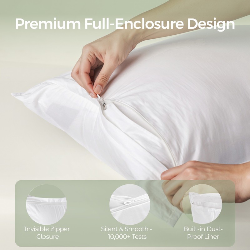 Microban Cotton Pillow Protector Dust Mite Proof, OEKO-TEX, Zippered, 2/4/6 Pack gallery