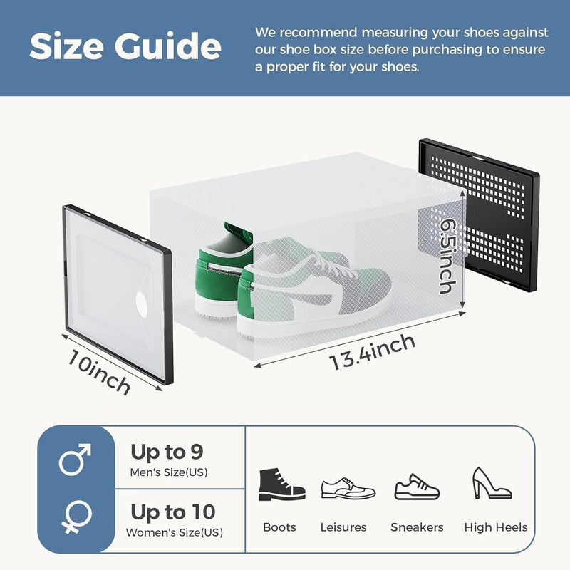 Shoe Storage Box Stackable Clear Shoe Containers Lids Display Sneaker Organizer gallery