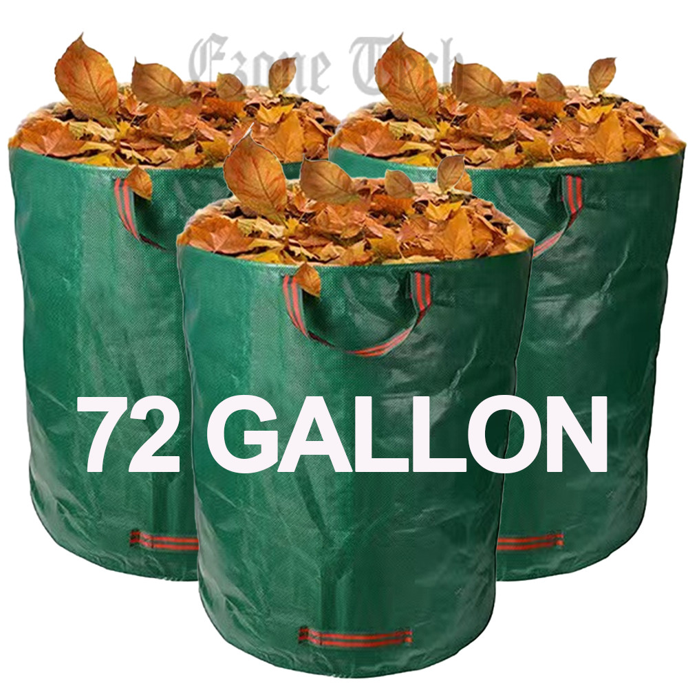 3Pack Reusable Garden Waste Bags 72 Gallon Yard Leaf Lawn Trash Waste Bags US gallery