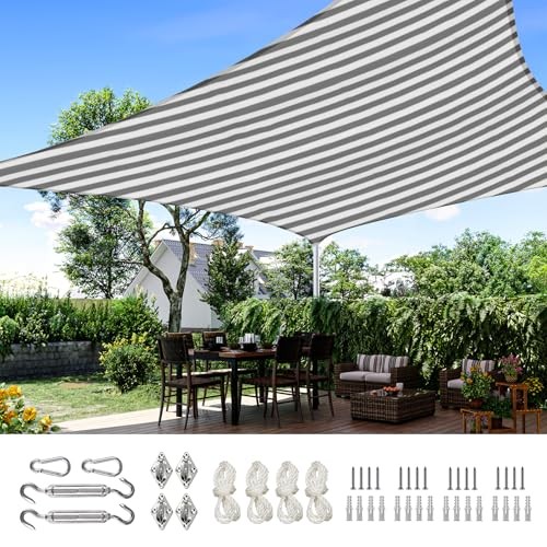 185G HDPE Sun Shade Sail Canopy 98% UV 24 x 24 ft White and Grey Multi Square gallery