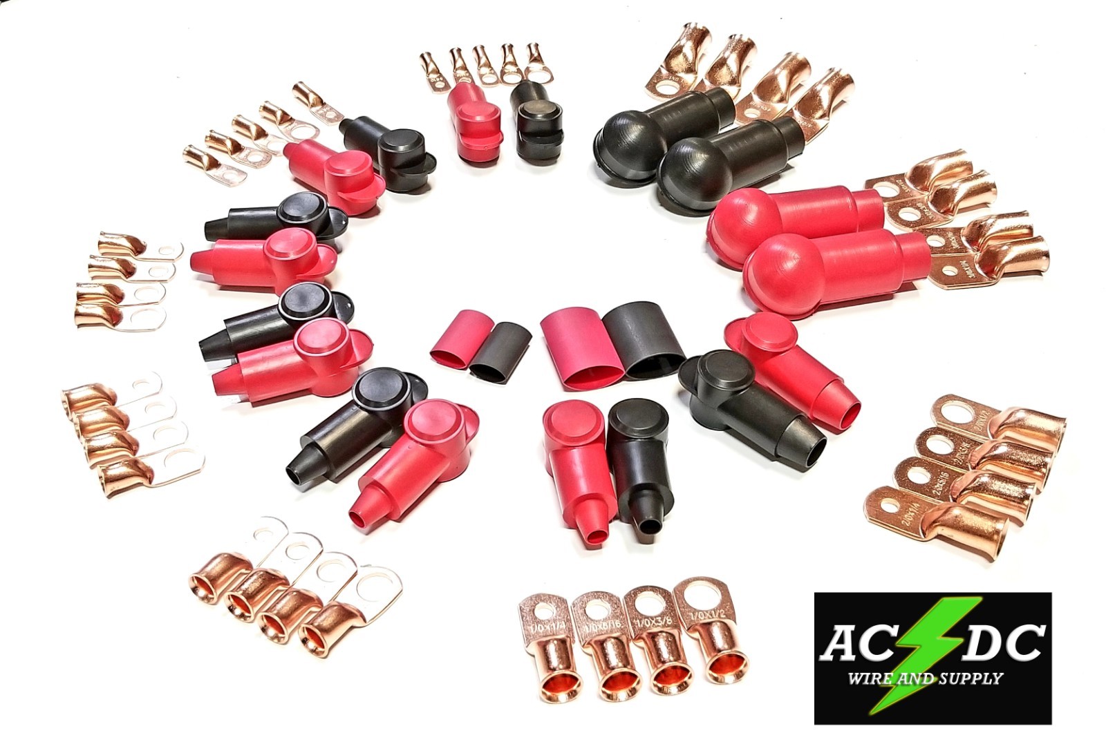 Choose Copper Lug Ring Terminals with Boot Covers & Shrink pick gauge awg size gallery