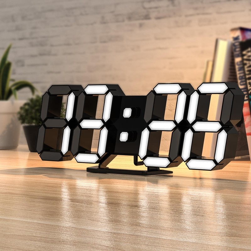 3D LED Clock Desk Alarm Clock Wall Clock with Remote Control, 9.7" LED Electr... gallery