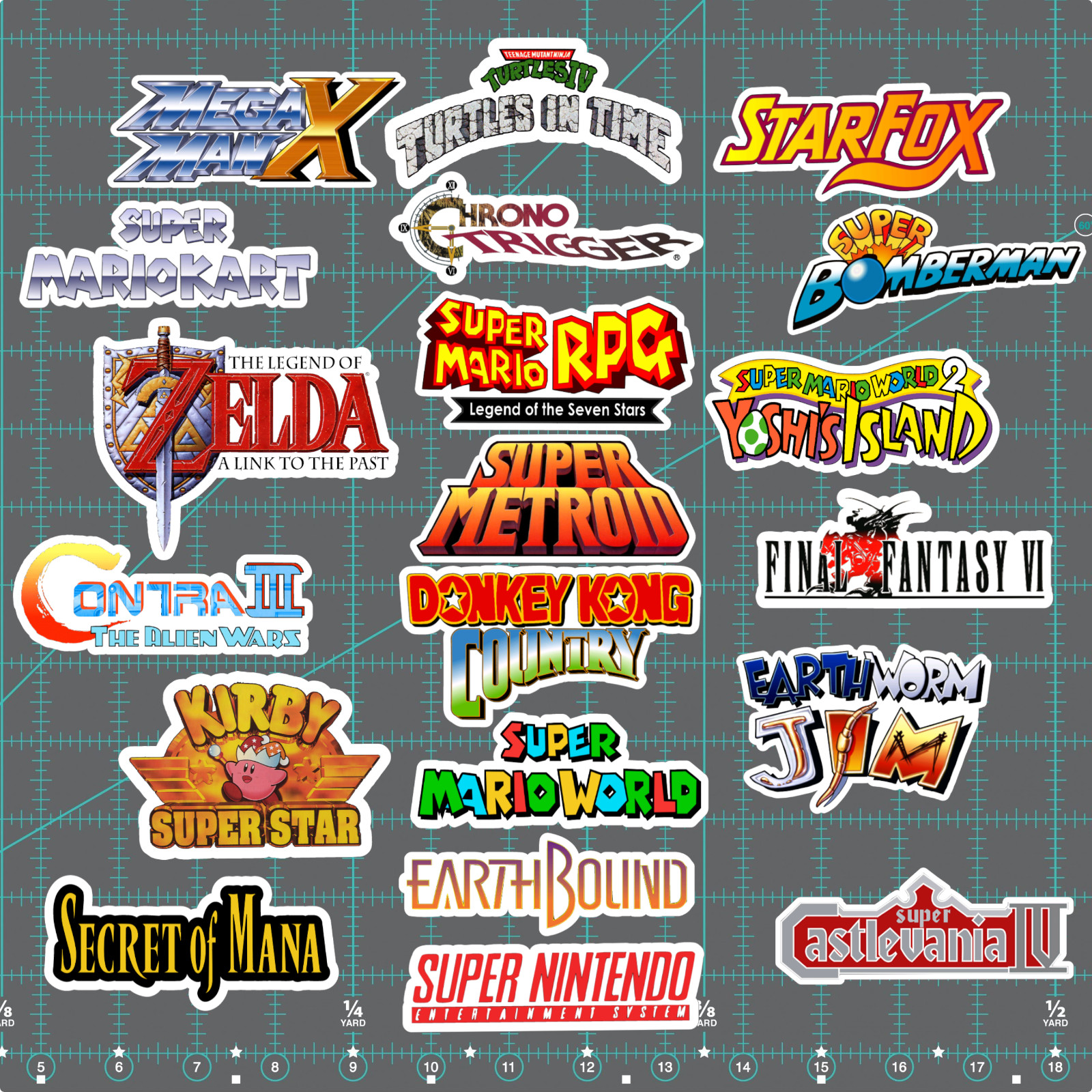 20 Super Nintendo SNES Logo Sticker Pack - White, Clear or Holographic - Vinyl gallery