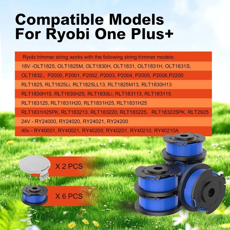 6-Pack For Hart Line Spools With 1* Cap 0.065" Auto Feed String Trimmer 20V 40V gallery