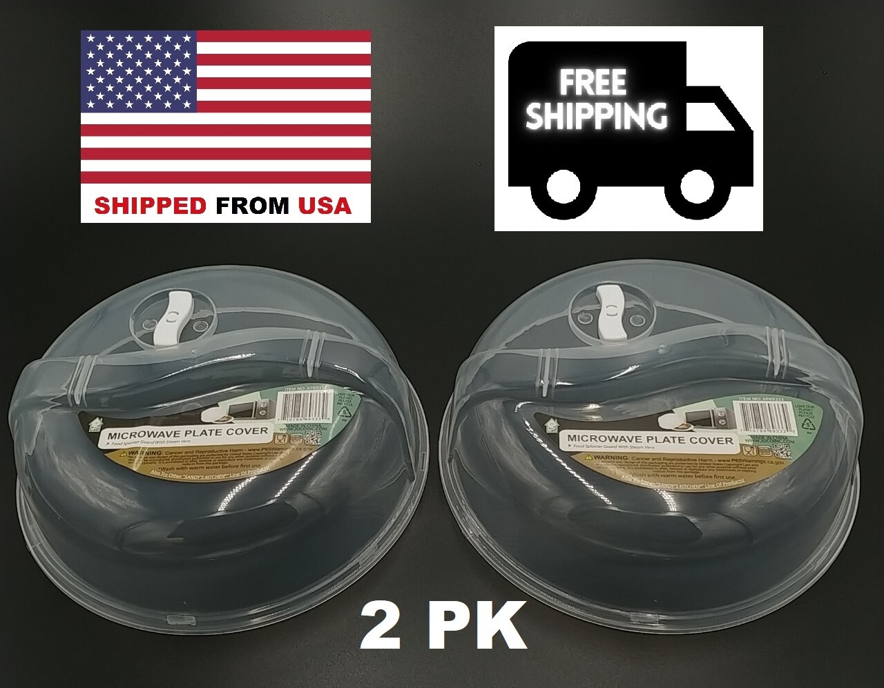 2PK Plastic Microwave Plate Cover Clear Steam Vent Splatter Lid 10.25" Food Dish gallery