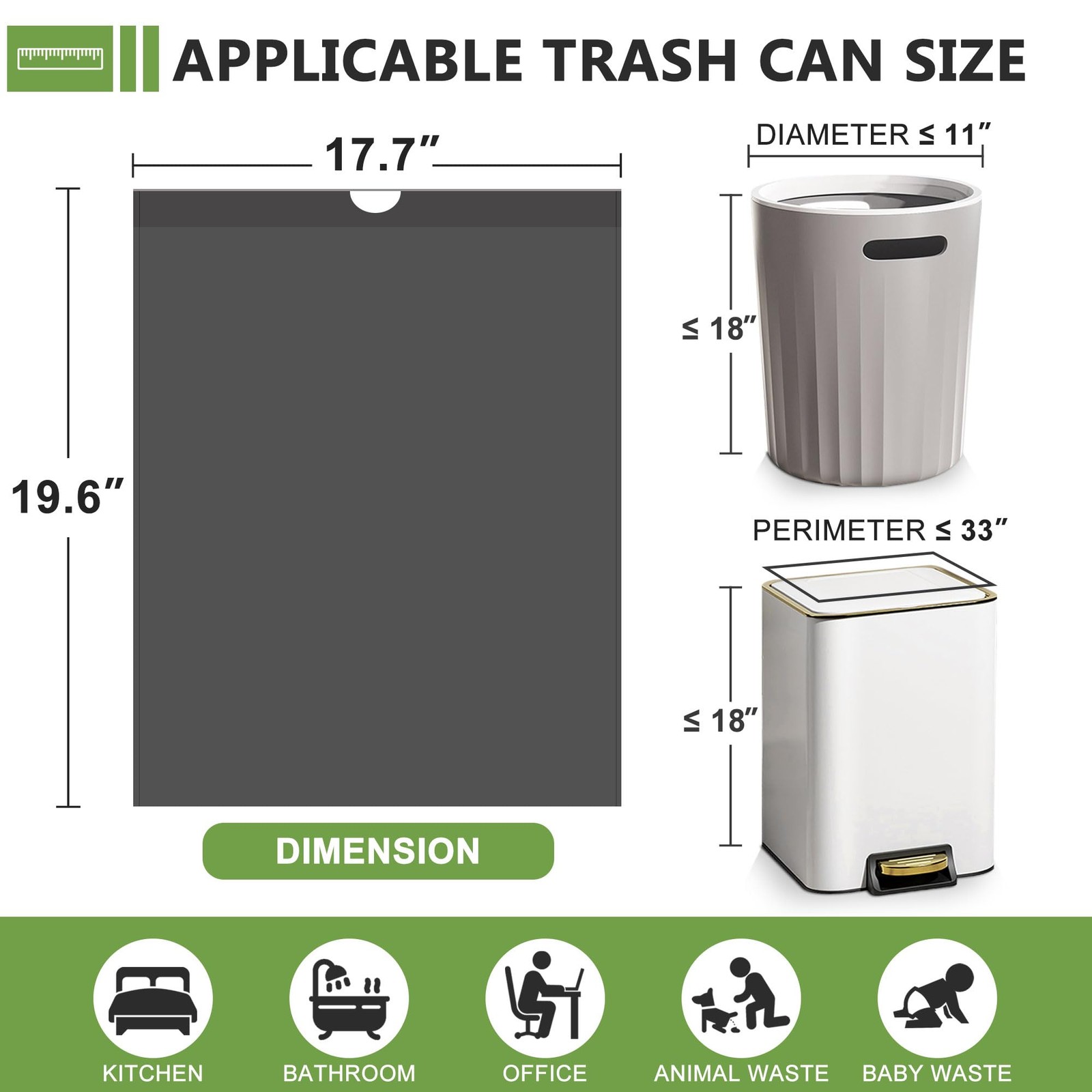 132 Count-Small Trash Bags, 4 Gallon Trash Bag Drawstring,Bathroom Garbage Ba... gallery