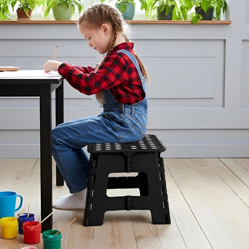 Folding Step Stool with Handle – 9 Inch AntiSlip, Collapsible, 300 lbs Capacity gallery