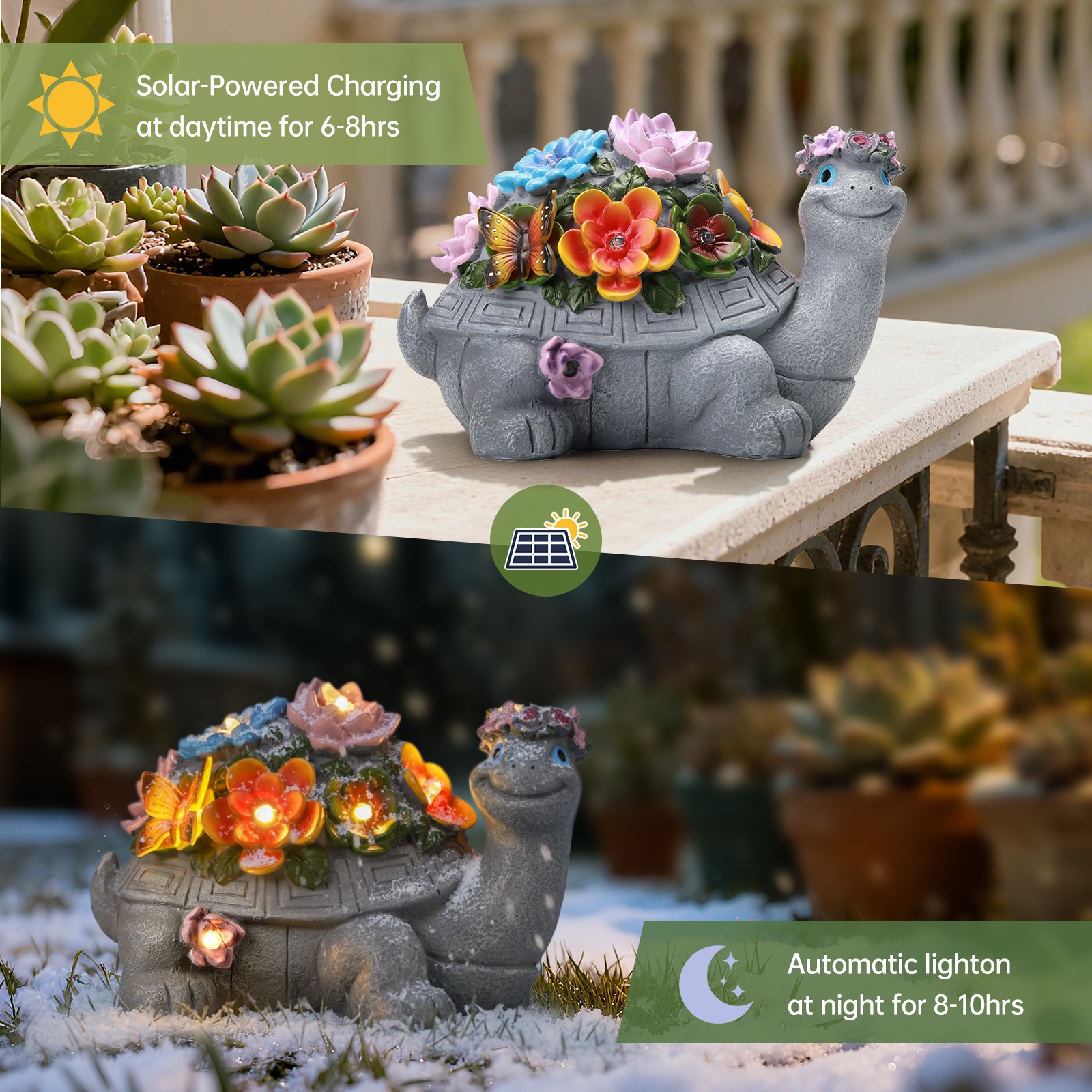 Solar Turtle Statue Outdoor Succulent plants Garden Lamp & Decorative Ornament gallery