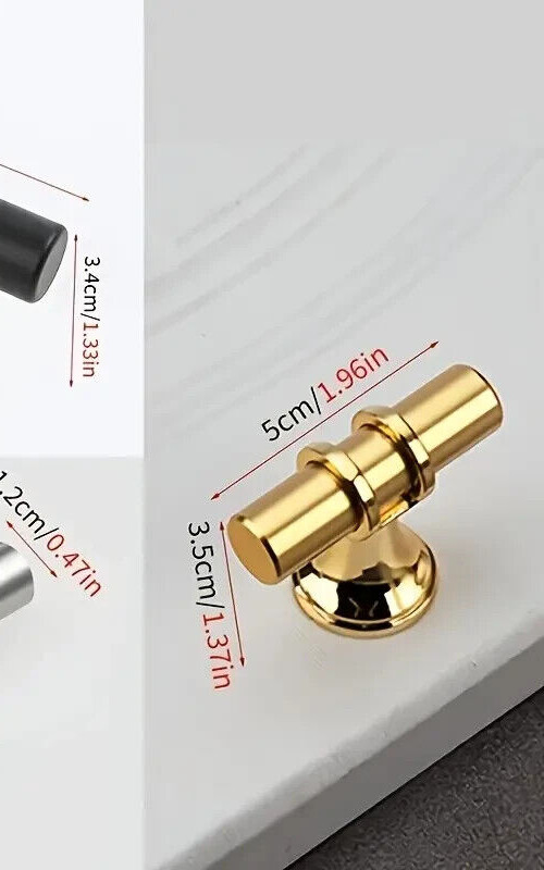 10pcs Stainless Steel Drawer Pull Handles - Polished Gold Finish, T-Type gallery