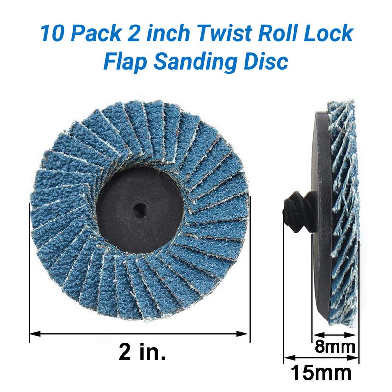 10PC Quick Change 2 inch Roll Lock Flap Sanding Disc 40-120 Grit for Die Grinder gallery