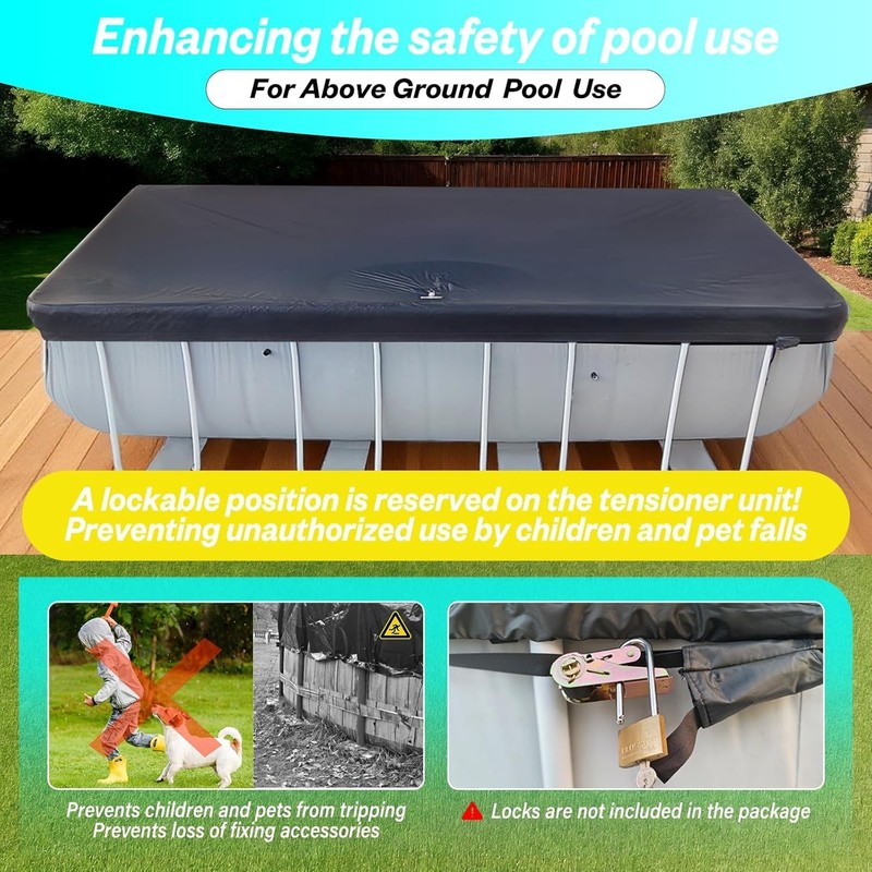 12x24Ft Rectangular Pool Cover with Side Storage for Oval and Rectangular Above gallery