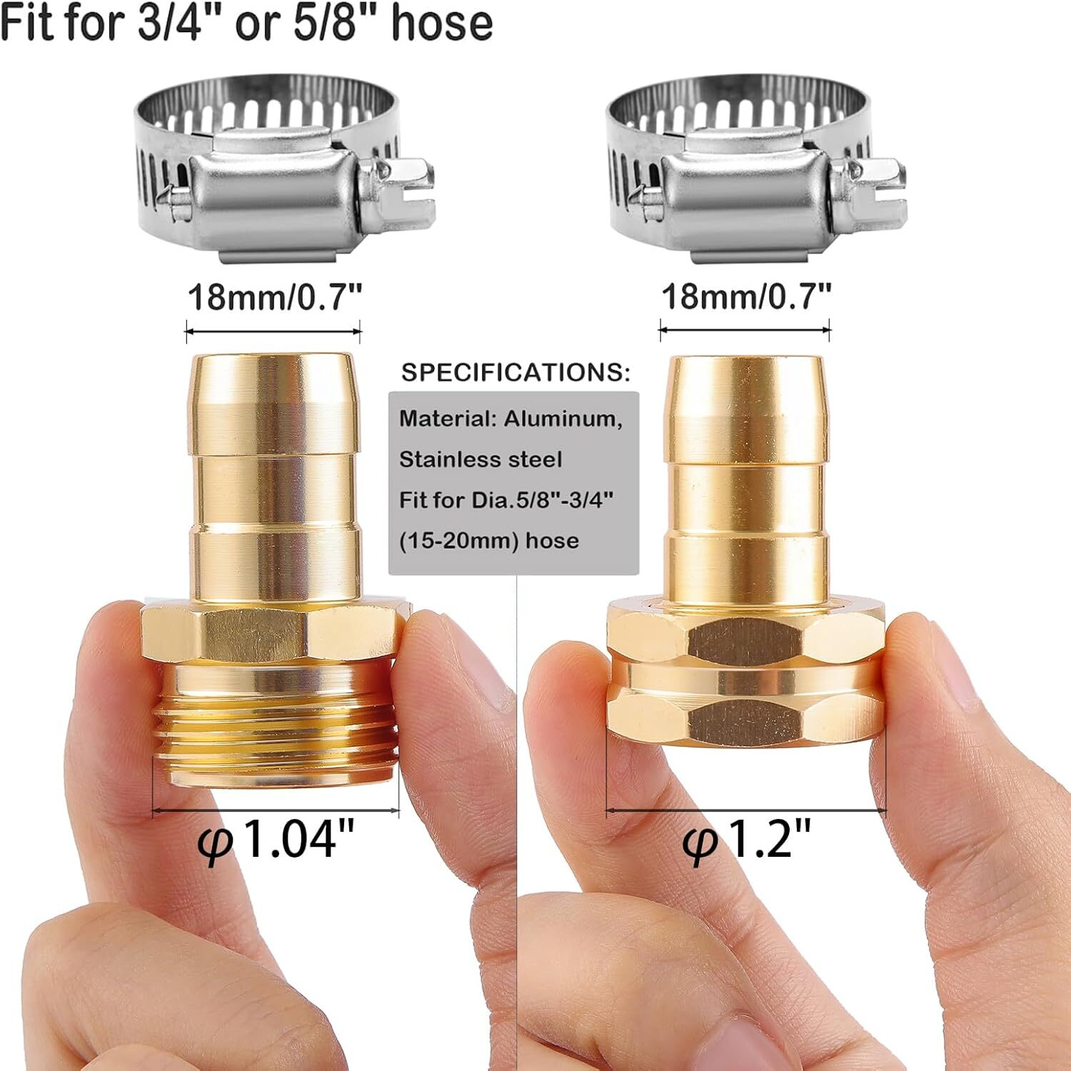 5 Set Garden Hose Repair Connector Kit with Clamps, Fit for 3/4" or 5/8" Garden gallery