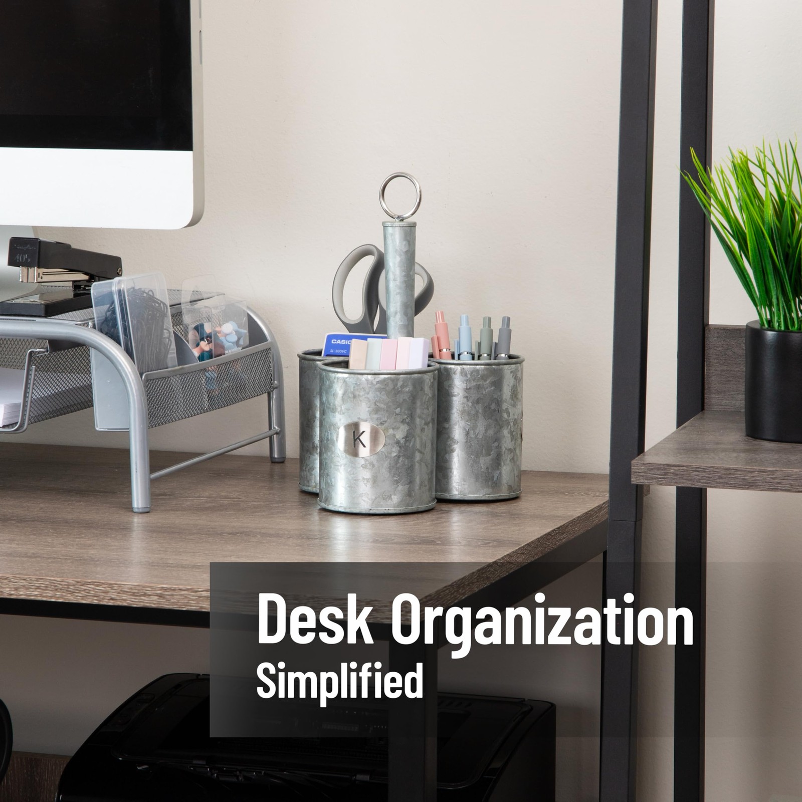 3-Compartment Metal Organizer with Handle, Multi-Use Storage Caddy, Galvanize... gallery