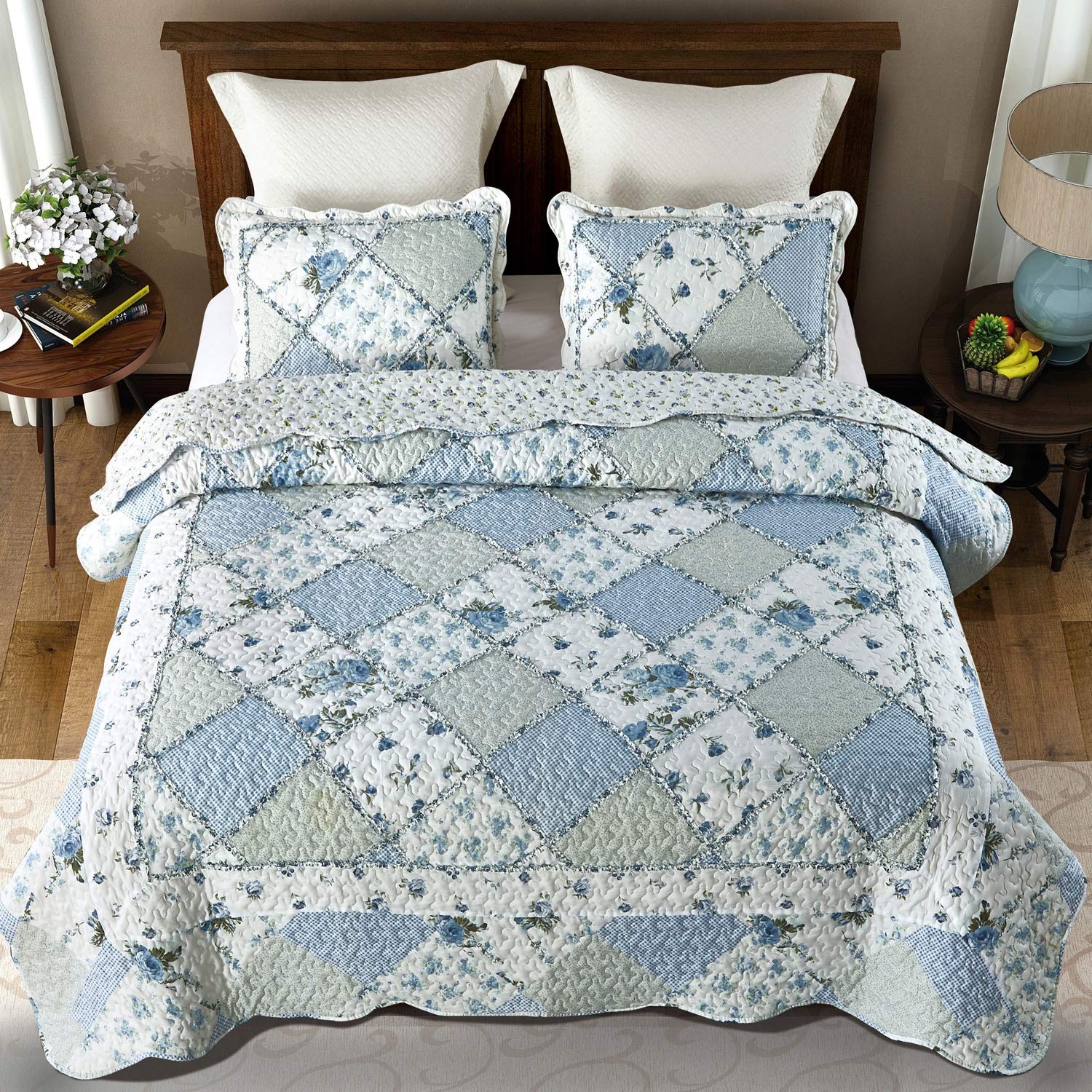 Extra Large King Quilt Set 132x120 Inches - 3 Piece Patchwork Bedding Set gallery