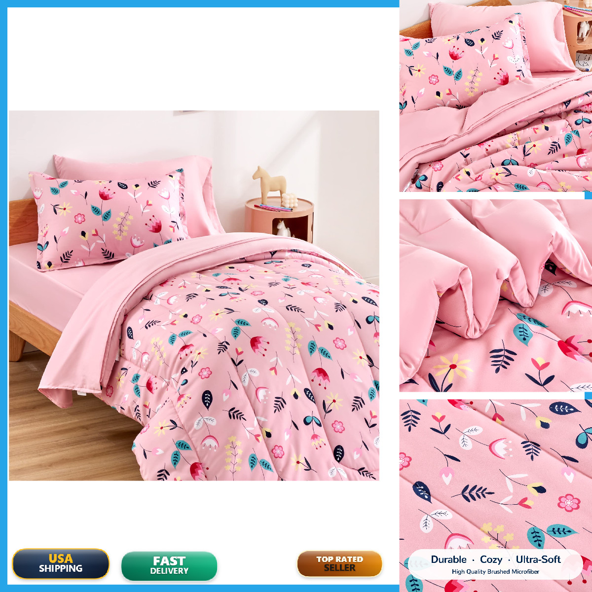 Sleep Zone Kids Bedding Comforter Set Full/Queen Size - Super Cute Soft Kids gallery