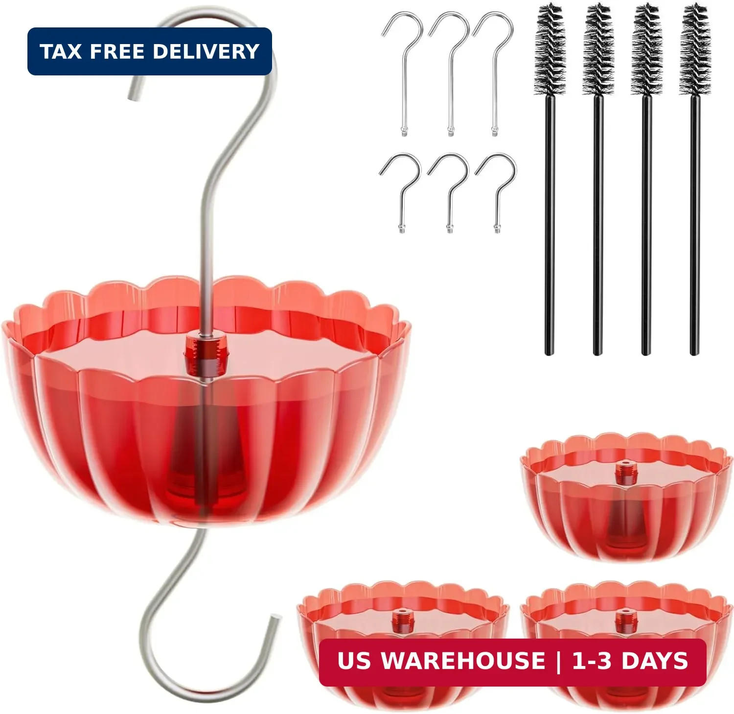 Ant Moat for Hummingbird Feeders, (4 Pack, 7 OZ) Vintage Style Humingbird Feeder gallery