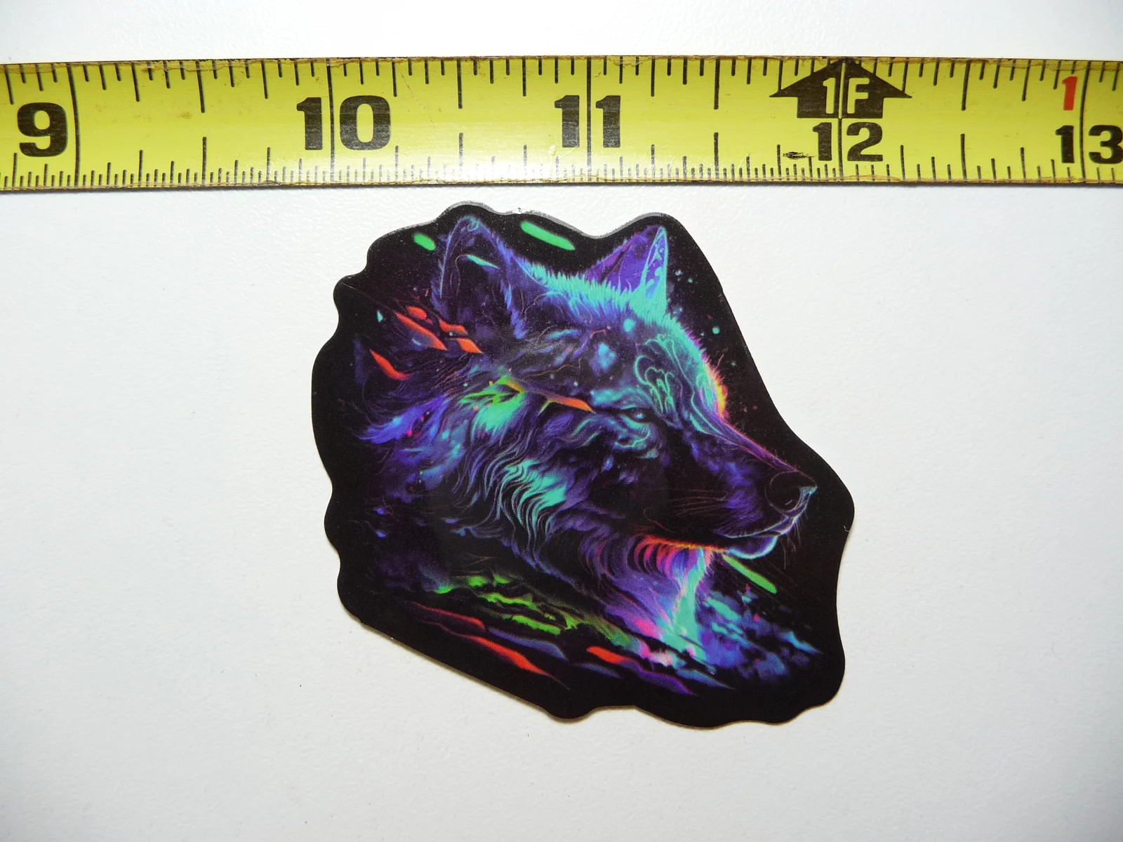 WATCHING WOLF SMALL STICKER DECAL DOG ZOO VIBRANT MYSTICAL NEON COLORFUL ANIMAL gallery