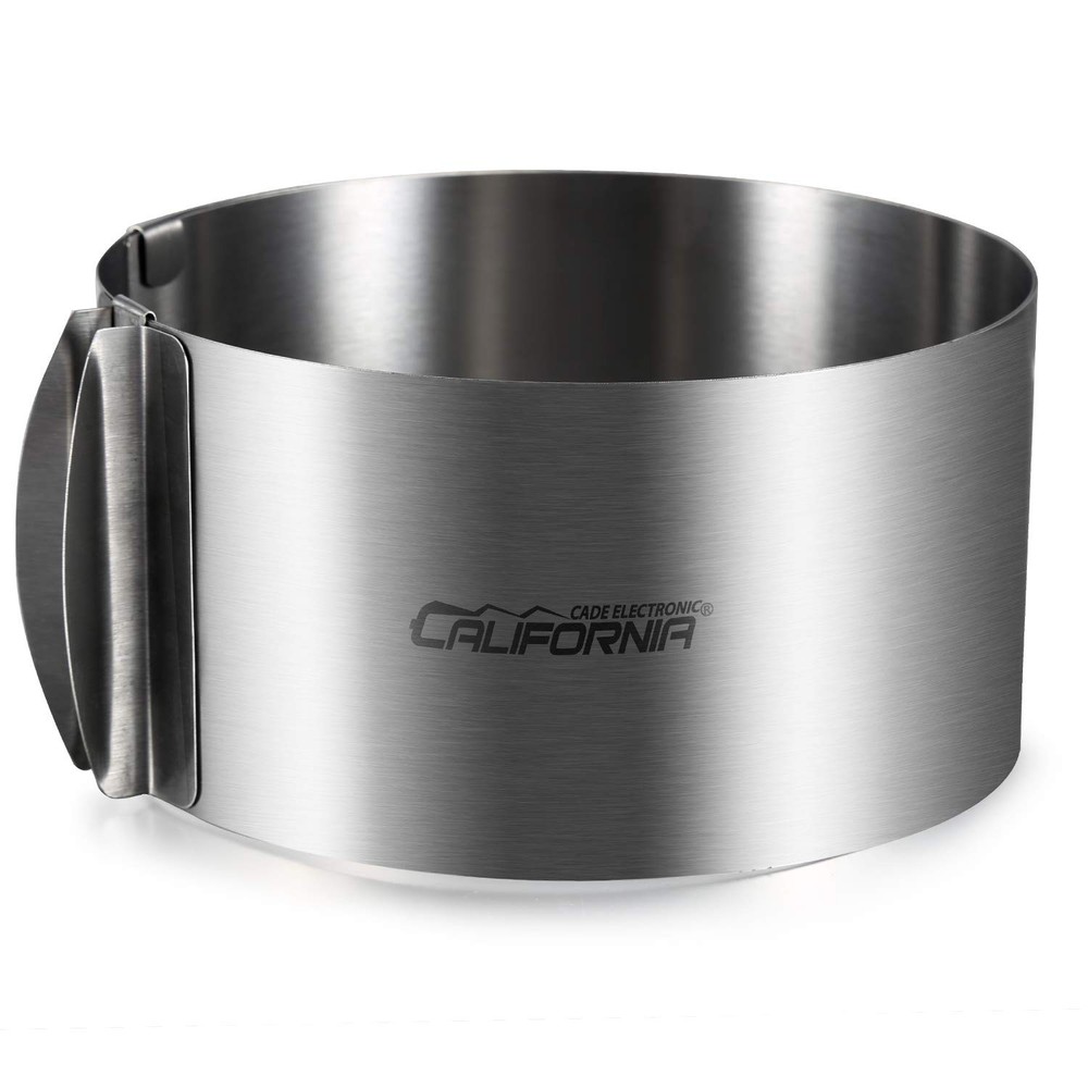 Cake Mold-Cake Ring-Adjustable Round Stainless Steel 6 to 12 Inch Silver