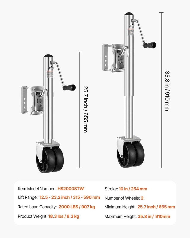 Trailer Jack with Wheel, 2000 lbs Load Capacity, Heavy Duty Swivel Boat Trailer gallery