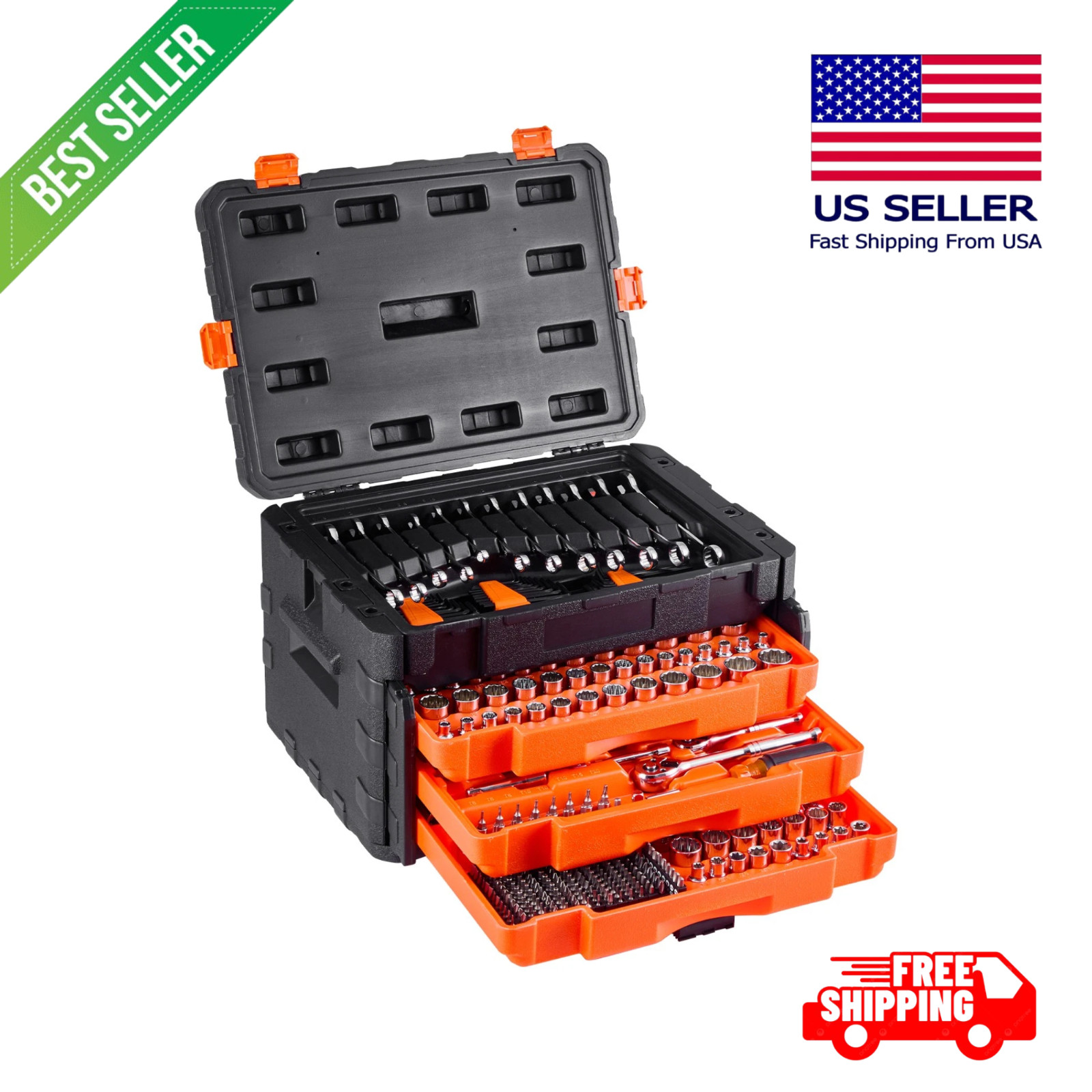 450-Piece Mechanics Tool Set and Socket Set 1/4in 3/8in 1/2 in Drive Sockets gallery