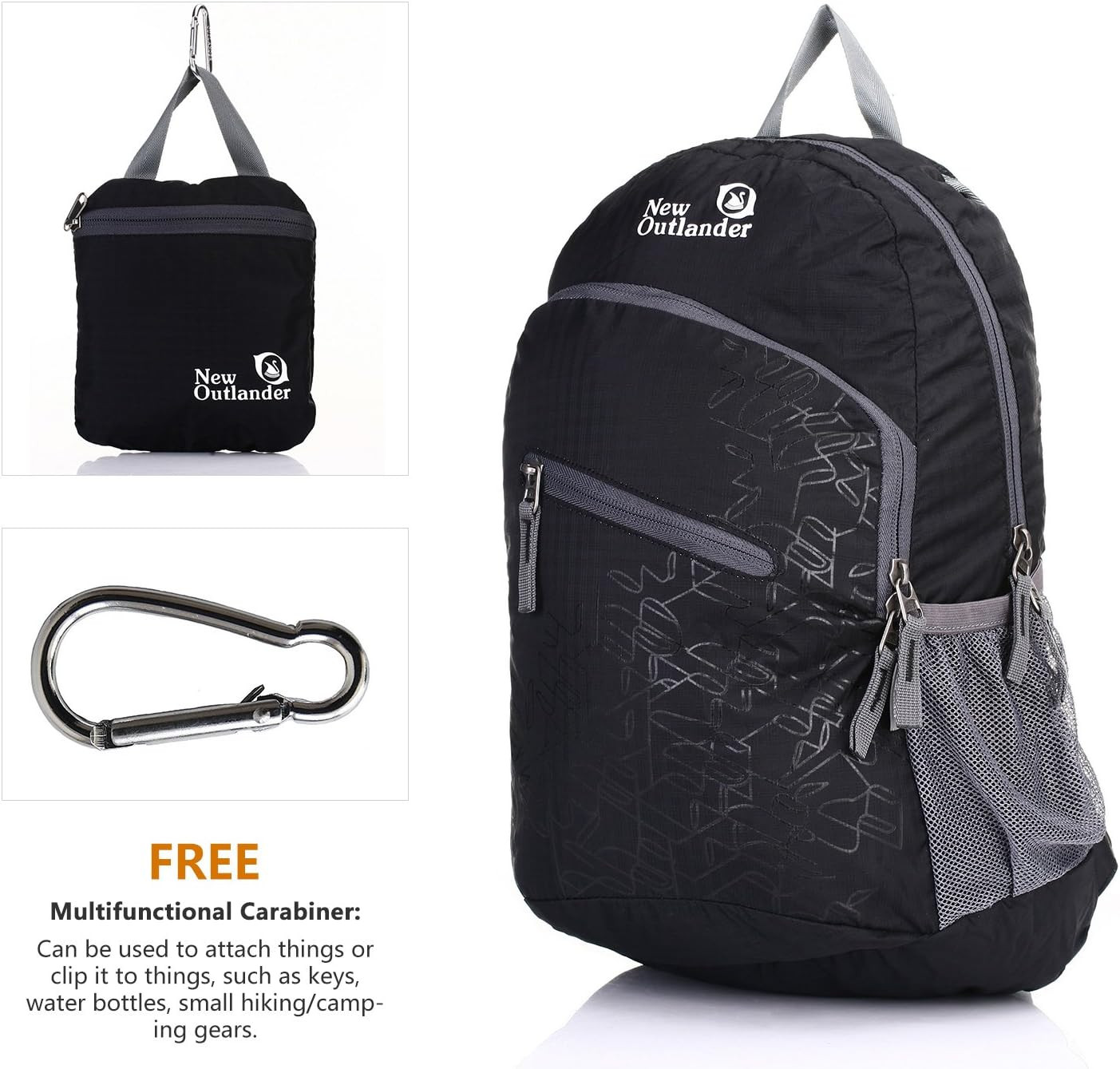 Packable Handy Lightweight Travel Hiking Backpack Daypack, Black 2