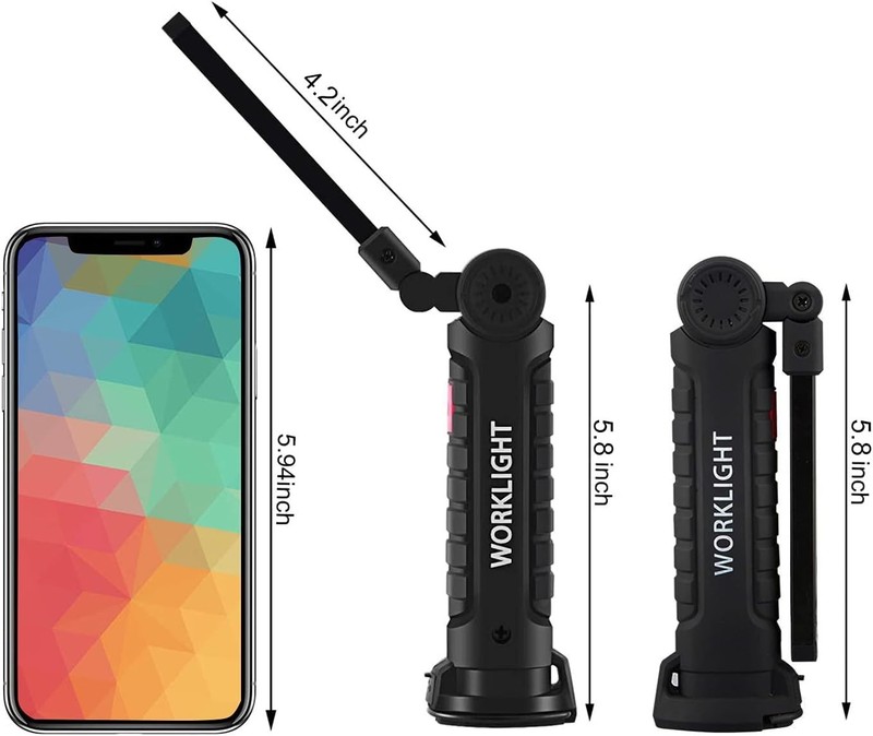 2-Pack 360° Rechargeable LED Work Lights with Magnetic Base & Hook for Mechanics gallery