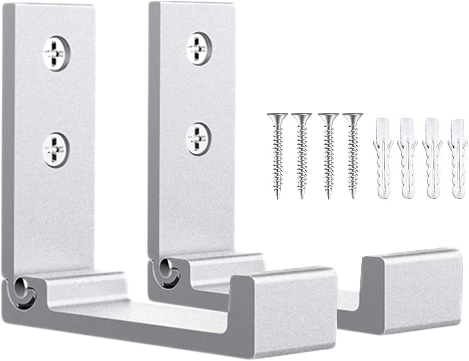 2PCS Folding Wall Hooks Bearing Load 33lb/15kg Wall Mounted Heavy Silver-2 Pack gallery
