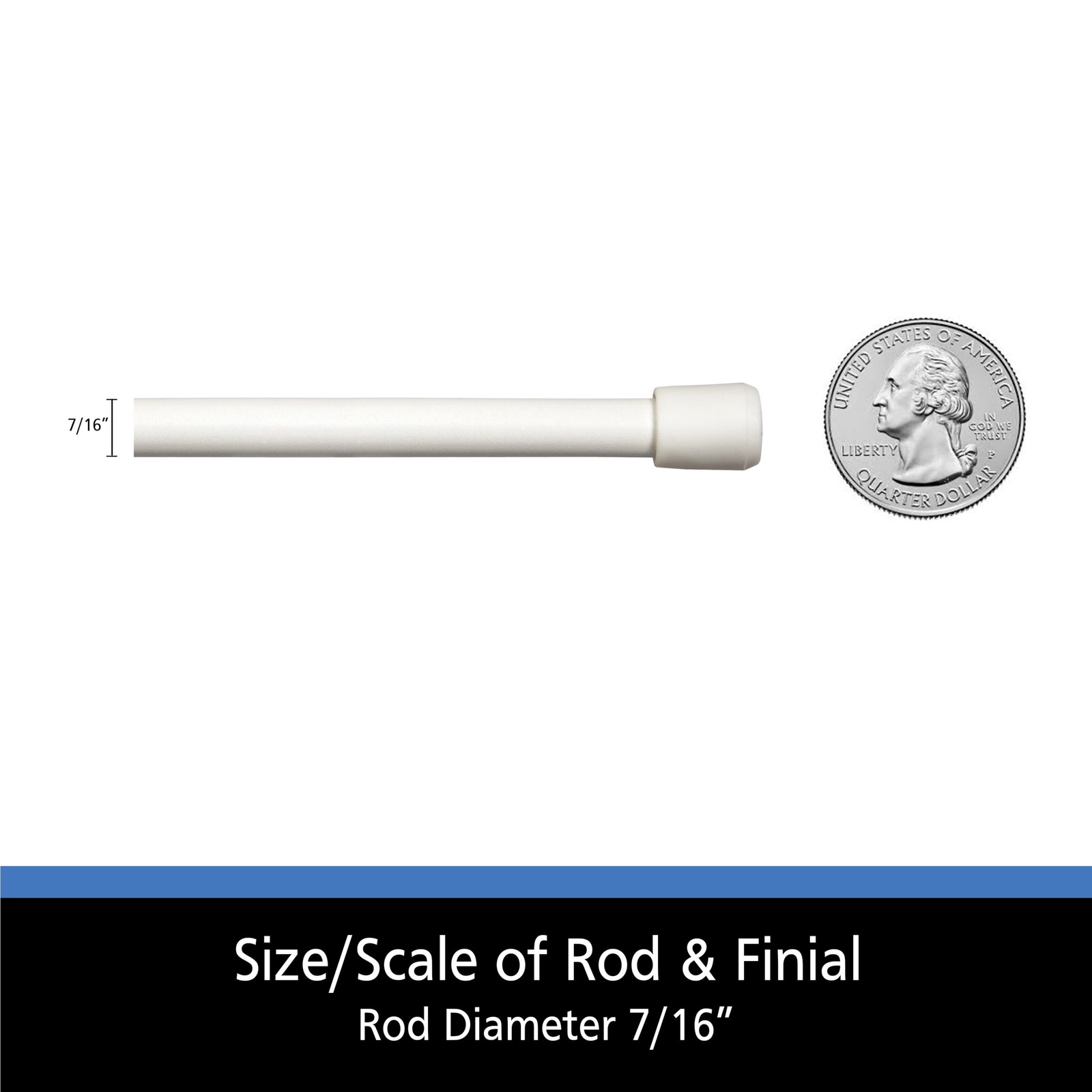 Mainstays 28-48 in. Adjustable Spring Tension Curtain Rod, 7/16 in. White Finish gallery