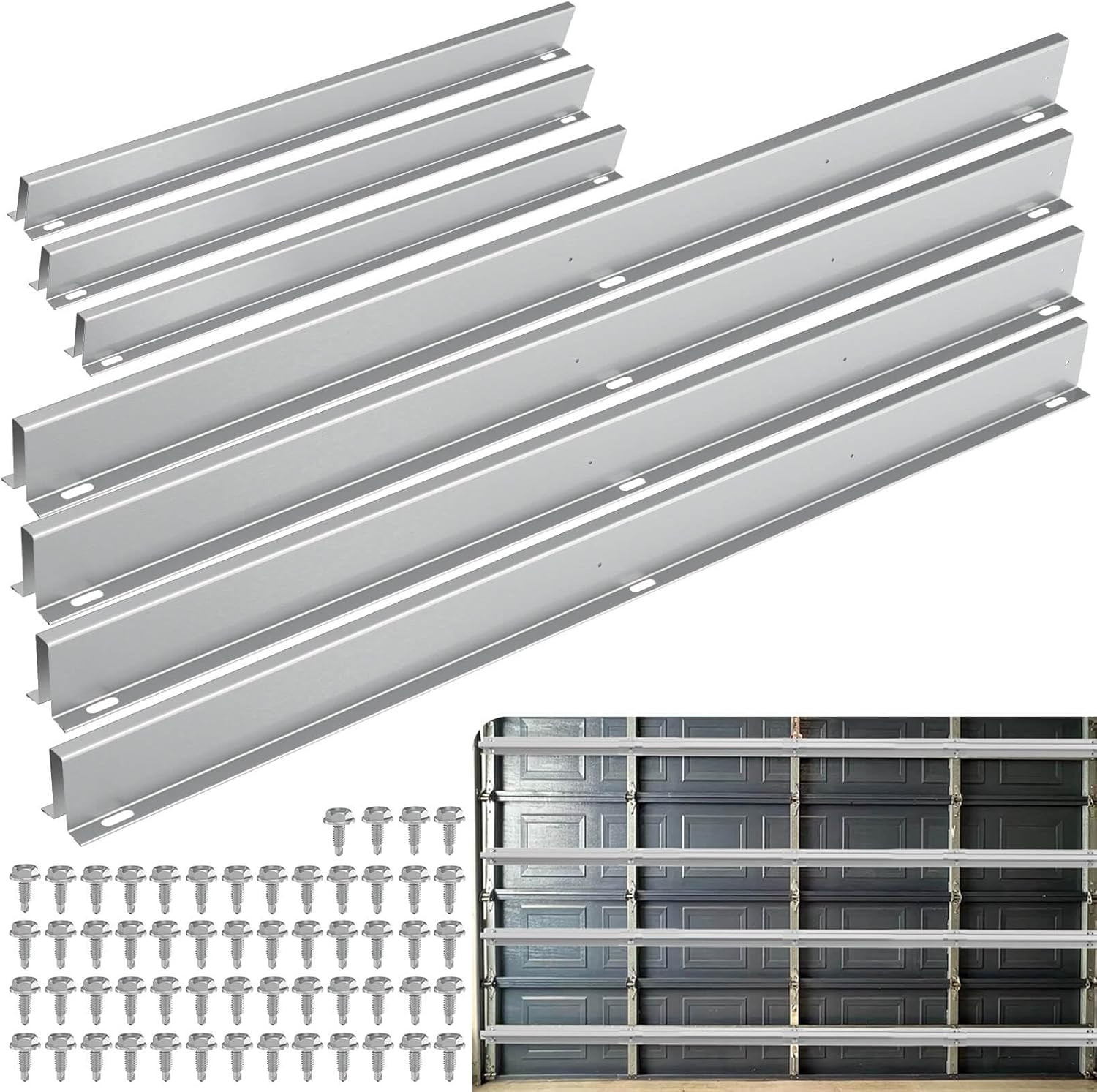 16FT Garage Door Reinforcement Strut Kit, Professional 18-Gauge Steel - 1.2M Lon gallery