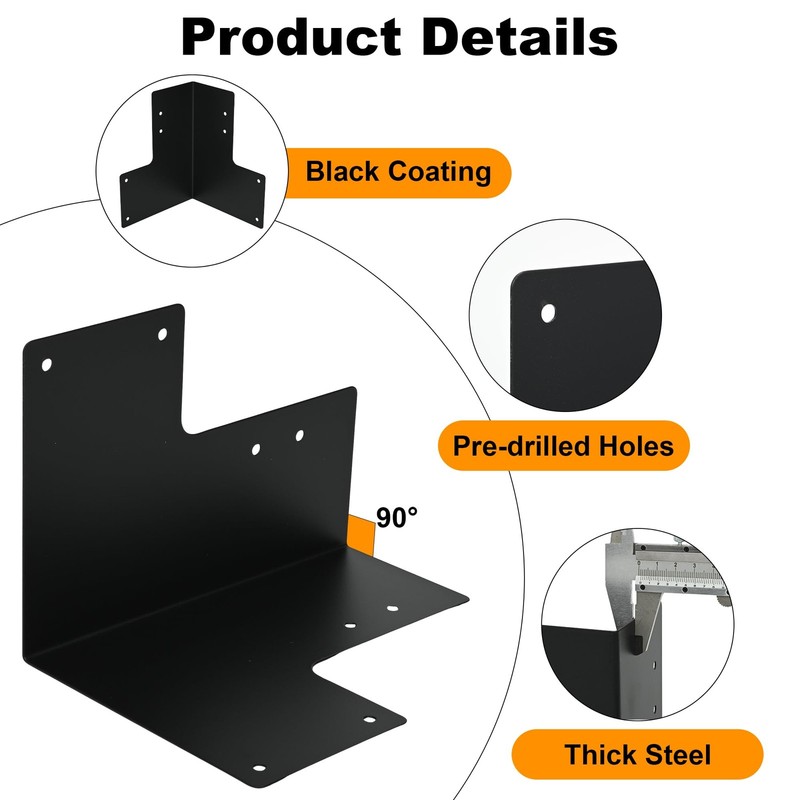 8Pcs Workbench Brackets Kit, 4x4 Heavy Duty Steel Workbench Corner Bracket wi... gallery