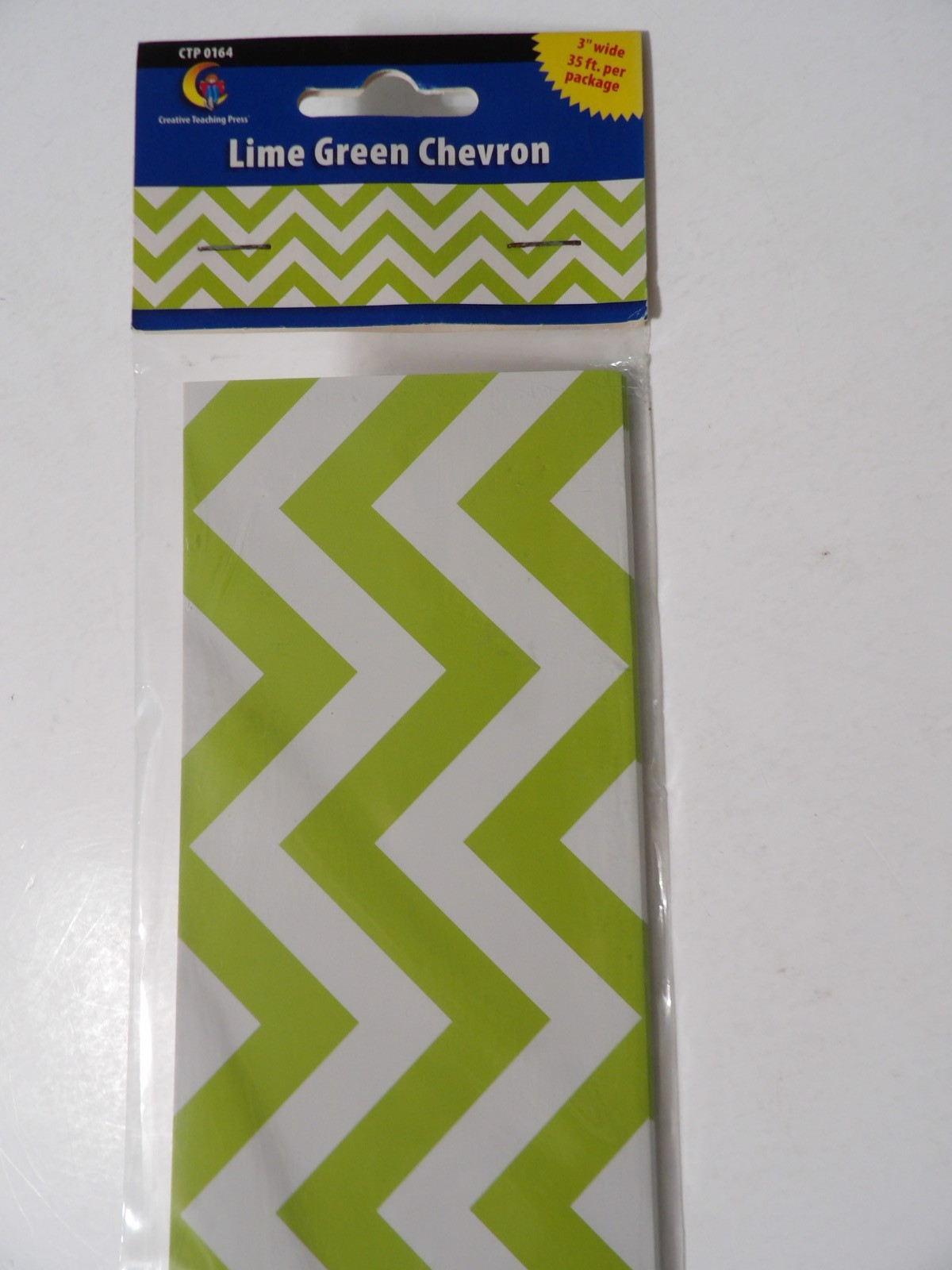 CTP - 3" Wide Lime Green Chevron Classroom Bulletin Board 35' Border Trim gallery