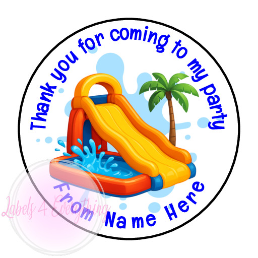Personalised Pool Party Aqua Splash Thank You For Coming To My Party Stickers gallery