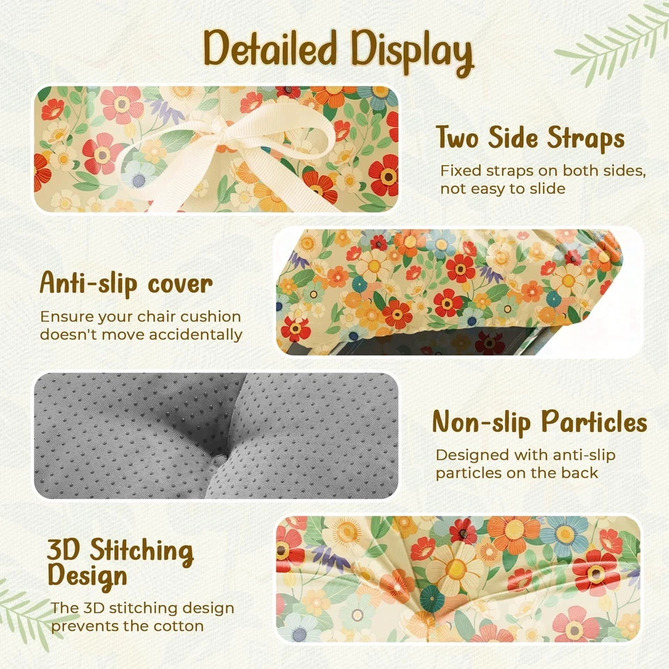 Outdoor Memory Foam Lounge Chair Cushion 75x23x5in Waterproof Daisy gallery