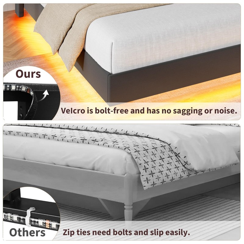 Full/Queen/King Size Floating Bed Frame Upholstered Platform Bed w/ LED Lights gallery
