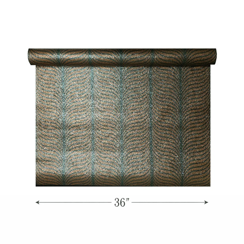 Emerald green copper bronze Natural Terra Mica Stone art deco feather Wallpaper gallery