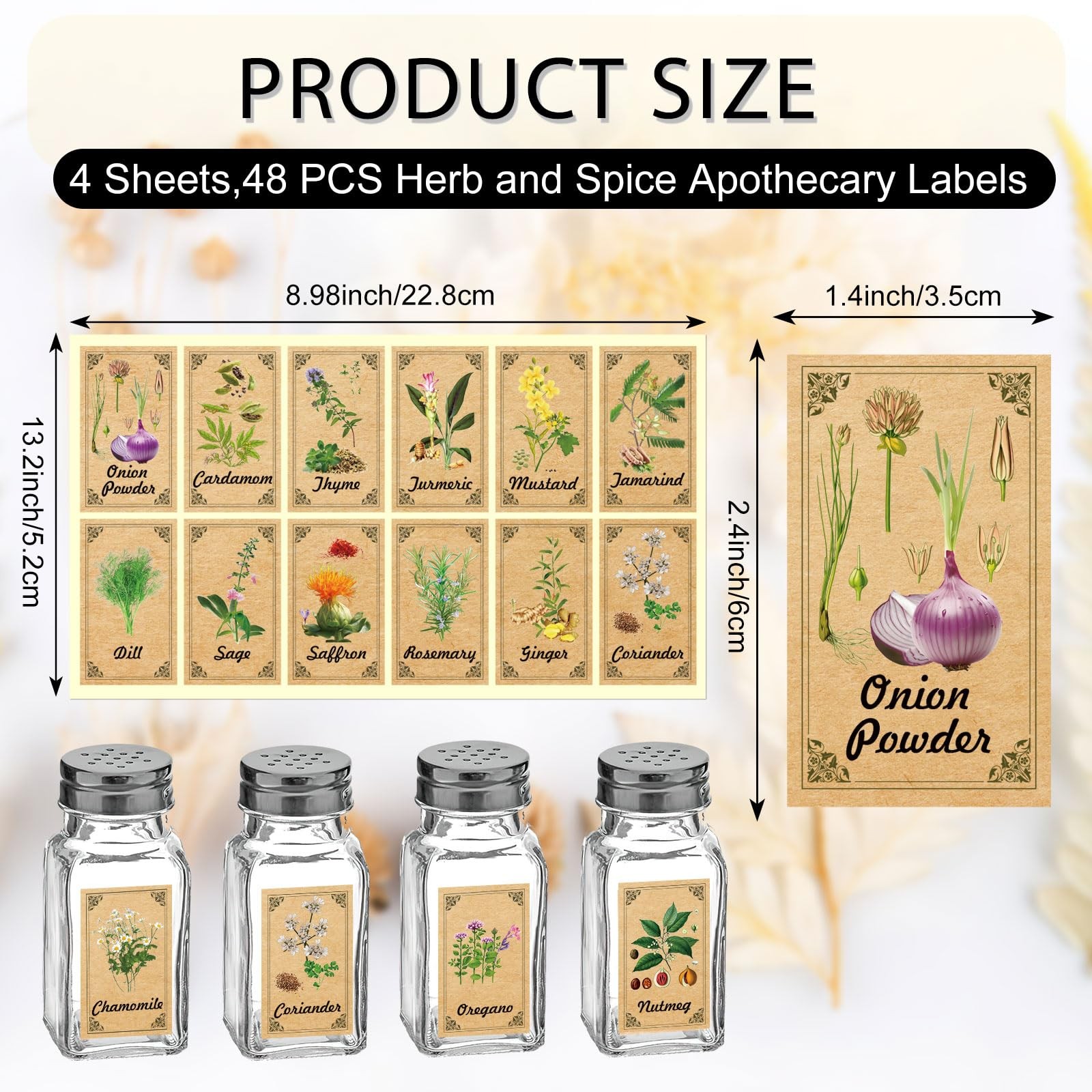 48PCS Herb and Spice Labels for Jars Bottles, 1.4 X 2.4 Inches, Multicolor gallery