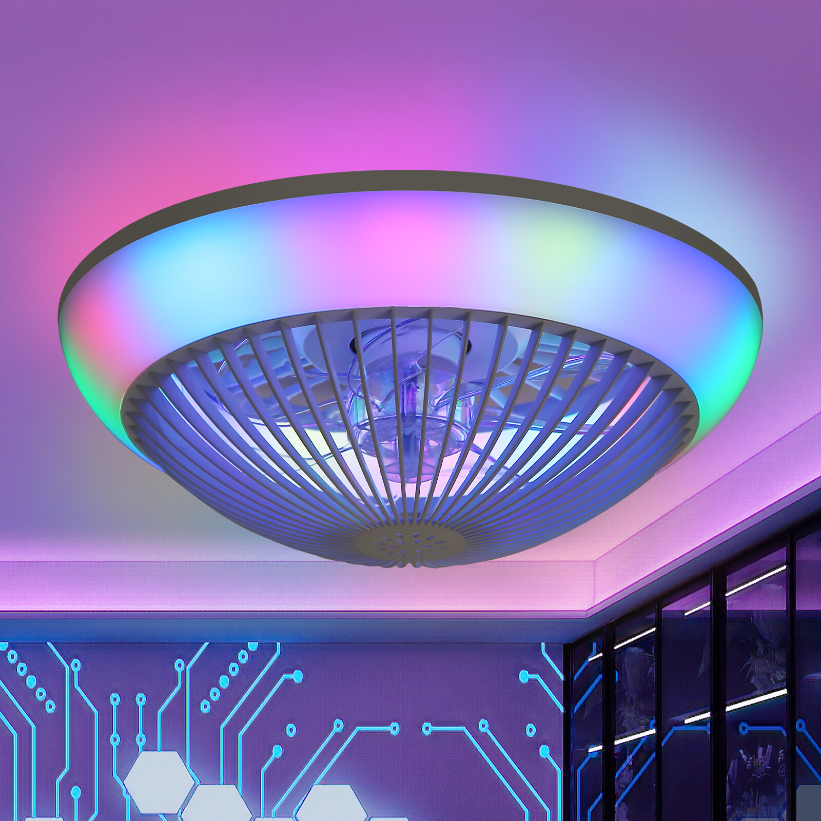 15IN Smart RGB Bladeless Ceiling Fan with Remote/Alexa APP Control & 6 Speed/LED gallery